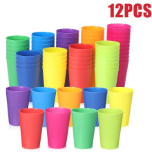 12pcs Yayun 7oz Reusable Kids Cups, Stackable Plastic Tumblers, Colorful Summer Cups for Toddler, Baby, Children & Adults (Multicolor)