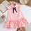 Robe pour fille à manches courtes, boutonnée, col cranté, décontractée 5
