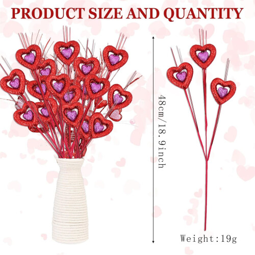 Artificial Valentine Flowers with Heart-Shaped Red Berry 2