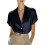 Women's Solid Blazer with Notched Lapel Short Sleeve 2