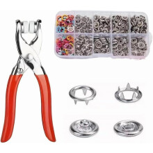 Kit de couture avec 100 boutons métalliques, pince à pression manuelle, bouton-pression de 9,5 mm, pour loisirs créatifs, vêtements et chapeaux.
