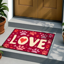Tapis de la Saint-Valentin – Tapis d'intérieur/extérieur antidérapant et absorbant, imprimé cœurs et roses, en tissu doux, lavable, 40 x 60 cm