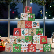 24 Pieces Christmas Countdown Candy Gift Box, Paper Advent Calendar, Reusable Holiday Storage Boxes, Decorative Packaging for Kids and Family