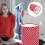 Panier à linge pliable rouge avec cordon de serrage 4