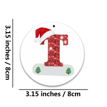 26 décorations de Noël personnalisées en acrylique avec initiale, rondes, à suspendre au sapin, pendentif cadeau de Noël (compatibles avec tous