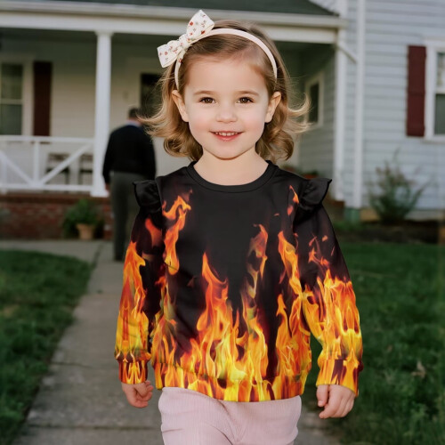 Mädchen-Pullover-Hoodie mit Rüschen an den Schultern, Größe 7-8 Jahre 2