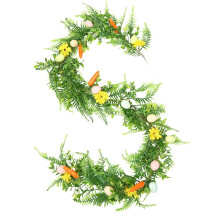 Guirlande de Pâques de 1,80 m avec 10 œufs lumineux et 6 carottes – Décoration printanière pour intérieur/extérieur, cheminée, cuisine –