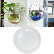 Acuario y maceta de acrílico para montaje en pared, 15 cm de diámetro x 7 cm de alto, decoración que ahorra espacio, incluye clavo de acero que no