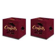 Coffret cadeau souvenir pliable bordeaux « 2PCS Graduation Card & Money Tire2025 » pour les remises de diplômes du lycée et de l'université
