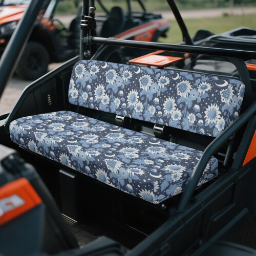 UTV-sätesöverdrag mörkblå solrosmånetryck 2-pack 2