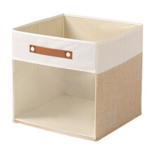 Linen Foldable Storage Cubes (13x13"), Clear Window & 2 Handles, Closet Organizers for Clothes/Books – Compatible with Standard Shelves