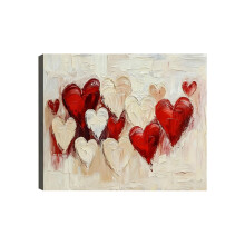 Valentin-napi keretezett vászonkép falikép, romantikus piros szívecske nyomat, 50x70cm – Nappaliba, hálószobába, lakberendezési ajándék