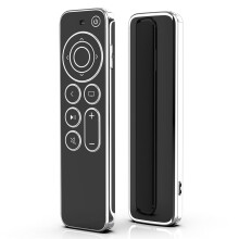 TPU-Schutzhülle für Apple TV 4K (2021) mit Fernbedienung – Schützt vor Kratzern und Stürzen – Transparent mit silbernem Rand