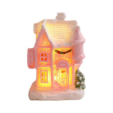 Weihnachtsdekoration, kleines beleuchtetes Dorfhaus aus Kunstharz, Tischdekoration, niedliche Dekoration für Zuhause, Weihnachtsgeschenk,