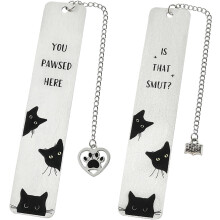 2PCS Cat Bookmarks – Stainless Steel Kitten Book Markers, Funny Gifts for Women, Men, Teachers & Friends – Compatible with All Books