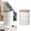 1Set Ceramic Coffee Canister White 700ml Capacity with Wood Lid for Kitchenware 1