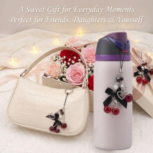Cherry Bow Pendant Charm Set 3pcs Resin Kawaii Jewelry for