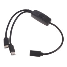 Cabo de extensão USB-C, cabo de carregamento USB-C fêmea para USB-C macho com LED indicador de liga/desliga, permite carregar 2 dispositivos