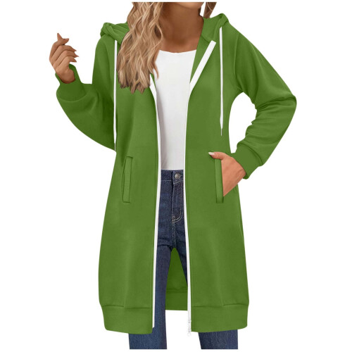 Damen-Kapuzenpullover, einfarbig, langärmelig, biegsam 1