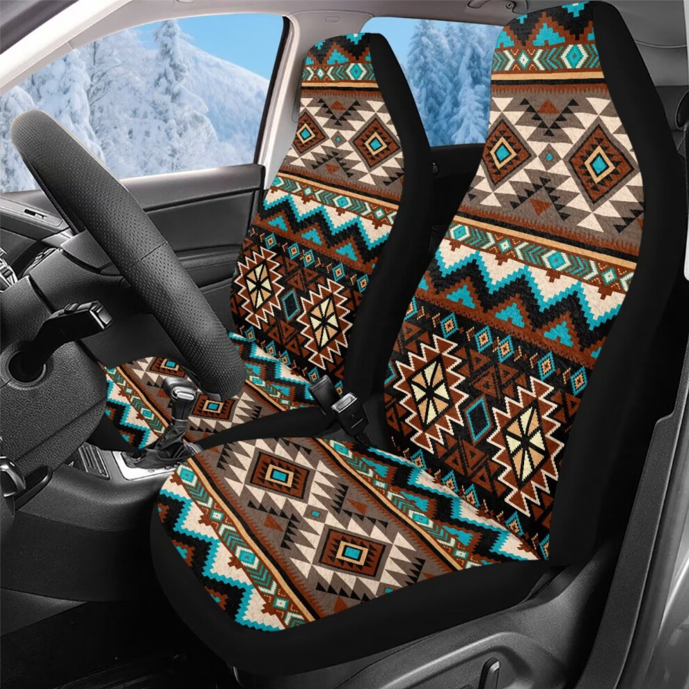 Car Seat Cover Sets 2 Pcs Southwest Aztec Auto Front Seat Protectors Universal Fit Most Truck Suv Vans Auto Accessories Interior Brown 9180435380333