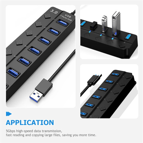 USB C Adapter Seven Port Expander Several Ports 3.0 Hub 1