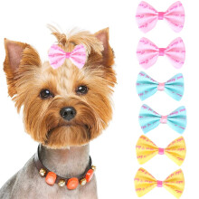 6 stuks schattige kleine strikjes voor puppy's met metalen clipjes, handgemaakte haaraccessoires, strikjes voor huisdierverzorging.