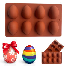 Moldes de chocolate de Pascua, 8 moldes de silicona con forma de huevo de resurrección para cubitos de hielo, decoración de pasteles y manualidades