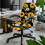 Butterfly Daisy sort kontorstolbetræk sæt 5 stk. PU 3