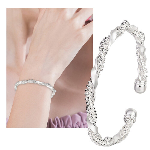 925 Sterling Silver Adjustable Charm Bracelet Women Silver 2