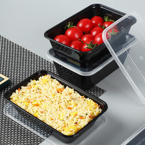 Disposable Plastic Food Containers with Lids – Microwave & Freezer Safe, Leak-Proof Rectangular Bento Boxes for Kitchen/Restaurant
