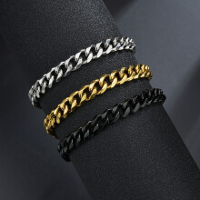 Naierhg Menn Armbånd Kjede Belagt Rustfritt Stål Hip Hop Geometrisk Kubansk Lenke Armbånd Motesmykker