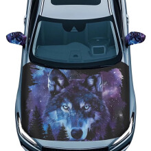 Purple Starry Wolf Car Hood Cover and Car Mirror Cover 3 Pack Set Elastic Washable Car Covers Easy Installation Suitable Most Automotive Sedans Cars