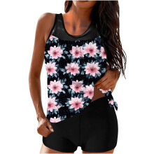 Ensemble tankini taille haute pour femme avec soutien-gorge intégré et