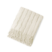 Soft Knitted Throw Blanket, Cozy Fleece Blanket, Warm Fringed Blanket, Ideal for Home, Camping, Travel, Movie Nights, Easy Care and Portable