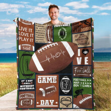 Flannel Fleece Blanket Football Field Green 50x60 in