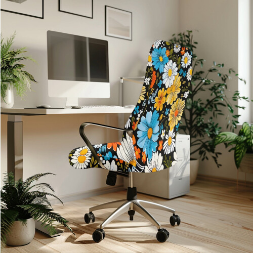 Bürostuhlbezug-Set mit Gänseblümchenmuster, 5-teilig 1