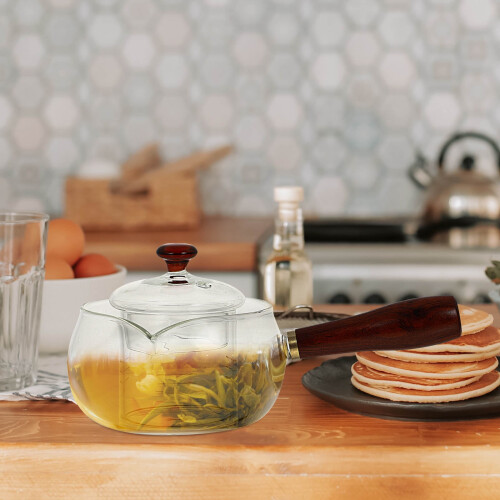 Clear Glass Tea Kettle with Filter and Brew Function