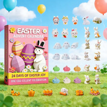 BingTong 2026 Easter Advent Calendar – 24 Mini Bunny Figurines, Cute Desktop Ornaments & Basket Stuffers, Compatible with Easter Themes