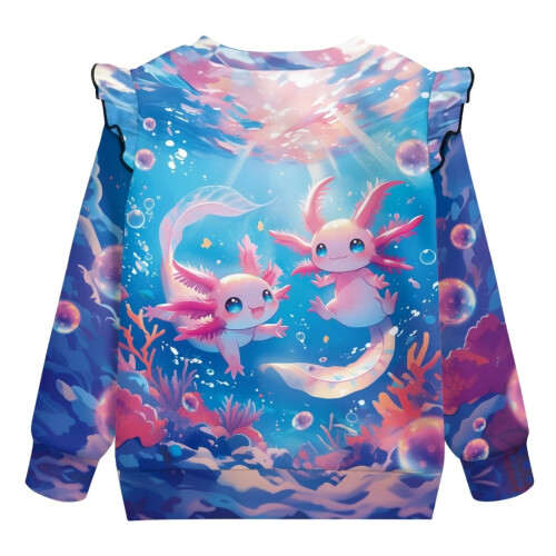 Toddler Sweatshirt Ruffle Shoulder Underwater Salamander 1