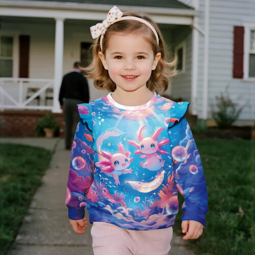 Toddler Sweatshirt Ruffle Shoulder Underwater Salamander 2