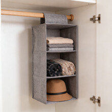 Shelf Hanging Closet Organizer,Space Saver, Closet Hanging Shelves with 3 Side Pockets,Foldable,Light Grey