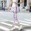 Γυναικείο κολάν Tie-Dye σε βιολετί και λευκό χρώμα XS 2
