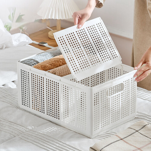 Foldable White Pants Storage Box with Adjustable Dividers, 5 Grids 2