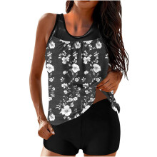 Costume da bagno tankini da donna a vita alta con reggiseno incorporato.