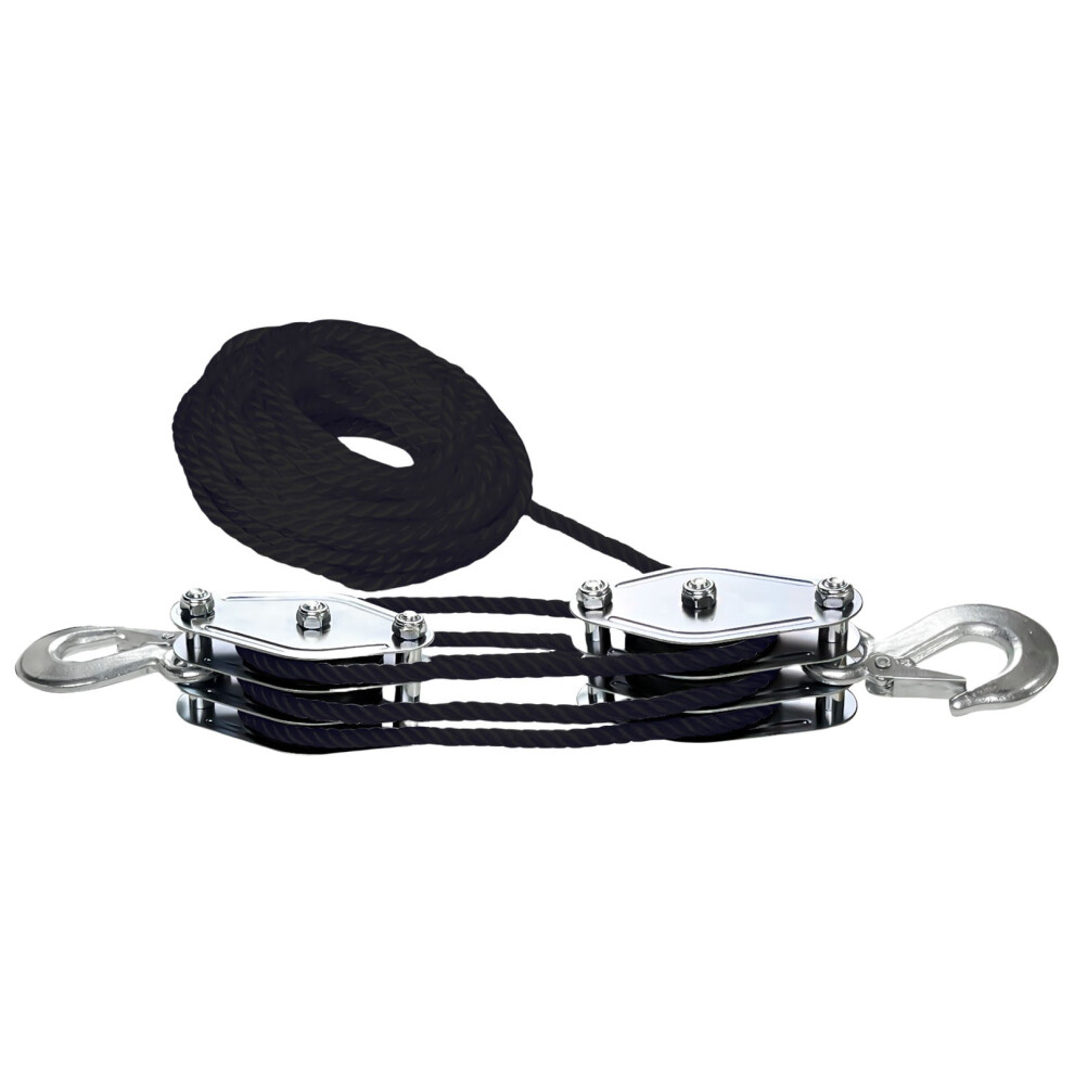 Block And Tackle Pulley Tool Upgraded 3/4 Wheel Rope Pulley Hoist 1100/2200Lbs Work Load Rope Hoist For Garage 9027700609044