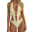 Women's solid color beaded cutout one-piece swimsuit with 4