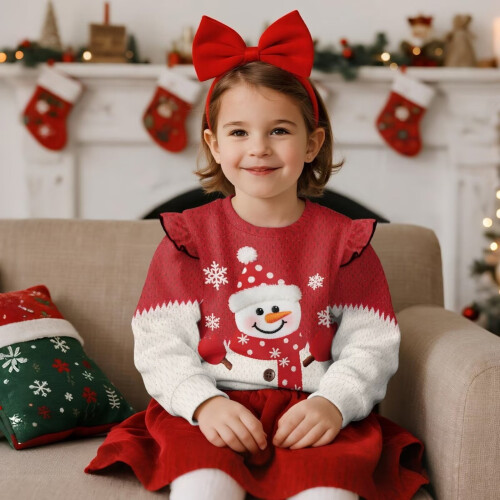 Snowman Sweatshirt for Girls Size 7-8 Crewneck Pullover 1
