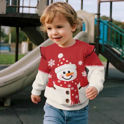 Snowman Sweatshirt for Girls Size 7-8 Crewneck Pullover 2