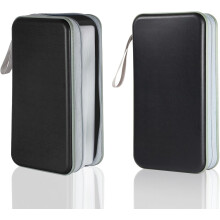 2-Pack CD/DVD Storage Case, 100-Pocket Plastic Wallet Binder for Car, Home, Office, Travel (Black)