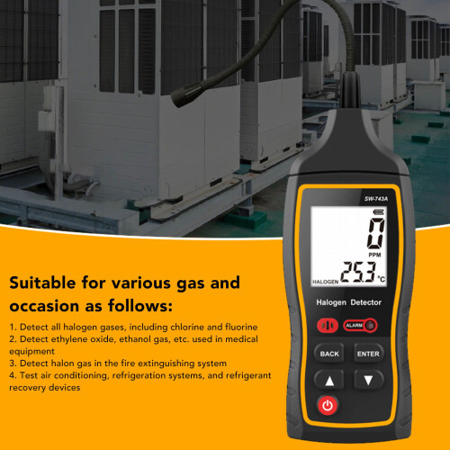 Halogen Gas Detector 0-1000PPM ABS LCD 3xAAA 2